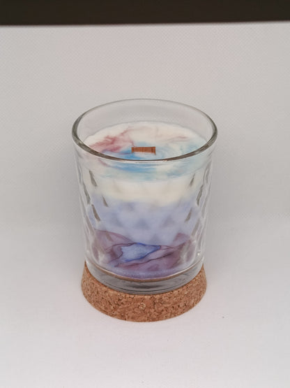 Vela aromática marmoleada en vaso