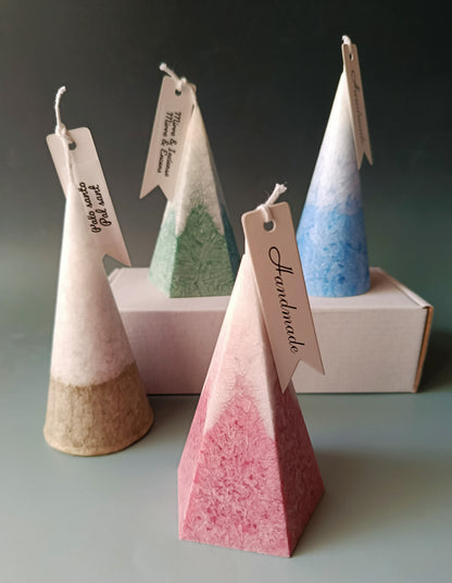 Vela decorativa artesanal efecto “flor de hielo”